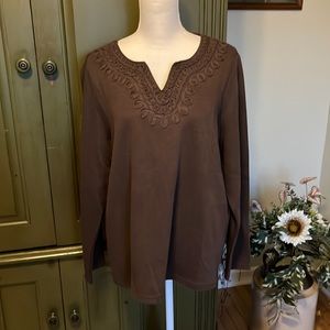 NWT Studio Works Mocha Embellished Knit Pullover 1X